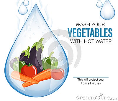 Washing Vegetable for Safety vector design Cartoon Illustration