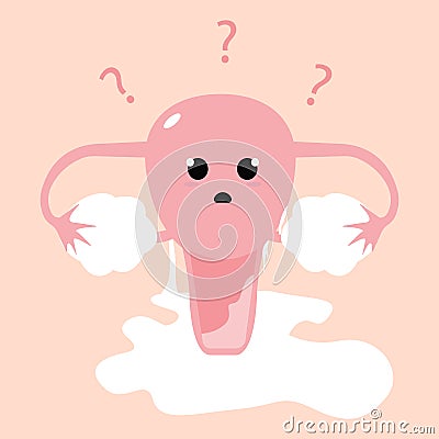 Vaginal discharge concept with cute uterine Vector Illustration