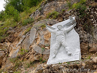 VAGLI SOTTO, LUCCA, ITALY AUGUST 8, 2019: A statue to the courageous parachutists of ADRA, situated in the park of Editorial Stock Photo