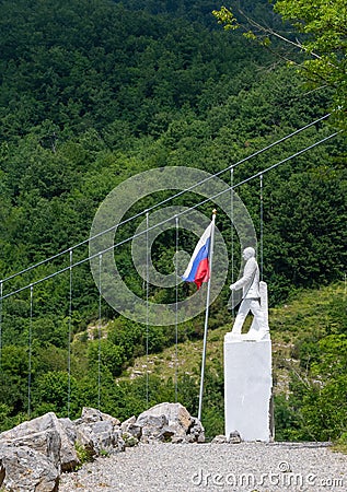 VAGLI SOTTO, LUCCA, ITALY AUGUST 8, 2019: A white marble statue of Vladimir Putin in the Park of Honour and Dishonour Editorial Stock Photo