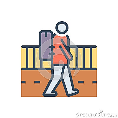 Color illustration icon for Vagrant, strolling and rangy Cartoon Illustration