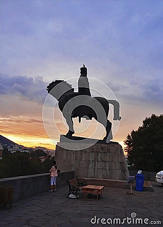 Vahtang Gorgasali statue blessed in Tbilisi, Georgia Editorial Stock Photo