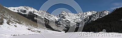 Vail Colorado Piney River Rocky Mountain Snow Pano Stock Photo