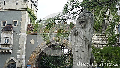 Entrance to Vajdahunyad Castle, beautiful architecture, Budapest, Hungary Stock Photo