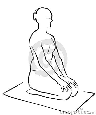 Vajrasana Diamond Pose, Yoga Figure Vector Illustration