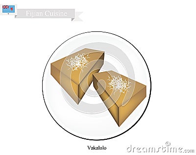 Vakalolo or Fijian Dessert Made of Coconut and Grated Cassava Vector Illustration