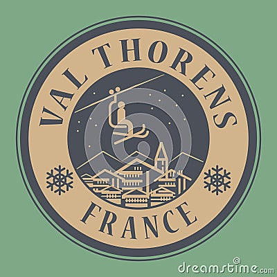 Val Thorens in France, ski resort Vector Illustration
