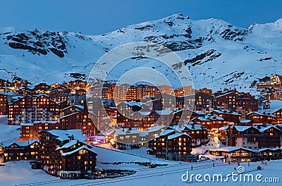 Val Thorens by night Stock Photo