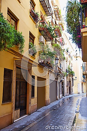 Valencia barrio del Carmen street facades Spain Stock Photo