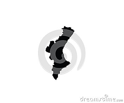 Valencia outline map country shape Spain Vector Illustration