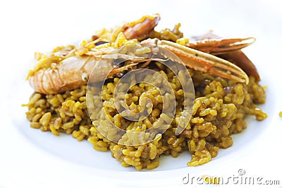 Valencia's Seafood paella Stock Photo