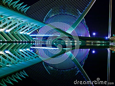 Valencia, Sciences Museum at night Editorial Stock Photo