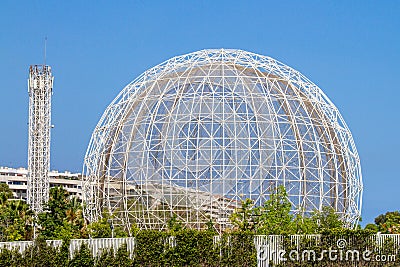 Spain, Valencia, City of Arts and Sciences, L`Oceanografic, The aviary seen from outside the park Editorial Stock Photo