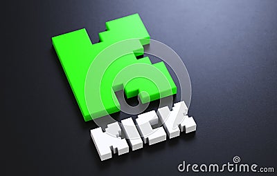 Valencia, Spain - June, 2023: Kick logo isolated on a dark background and copy space in 3D rendering. Close-up of Kick streaming Editorial Stock Photo