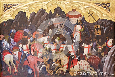 Battle between Crusaders and Saracens Editorial Stock Photo