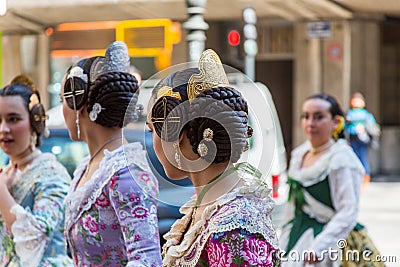 Traditional Costumes During Las Fallas Editorial Stock Photo