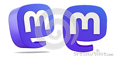 Valencia, Spain - November, 2022: Mastodon isolated logo app icon on white background, cut out symbol in 3D rendering Editorial Stock Photo