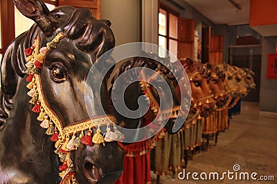 Valencia, Spain-October 19, 2017: Cardboard horses exhibition in Editorial Stock Photo