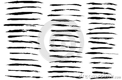 Set of hand drawn vector decorative thin lines from black paint brush strokes, Vector Illustration