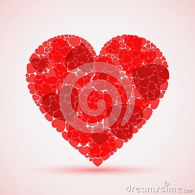 Valentine abstract red mosaic heart Vector Illustration