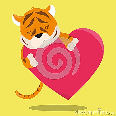 valentine animals tiger heart 04 Vector Illustration