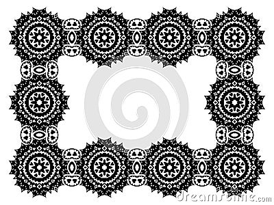 Valentine art with isolated black tribal frame Vector Illustration