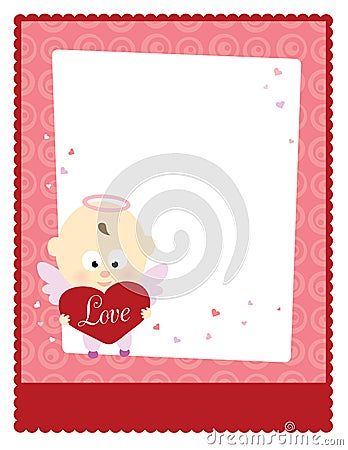 Valentine Baby Angel 8. 5x11 Template Vector Illustration