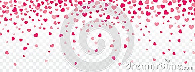 Valentine background with hearts falling on transparent Vector Illustration