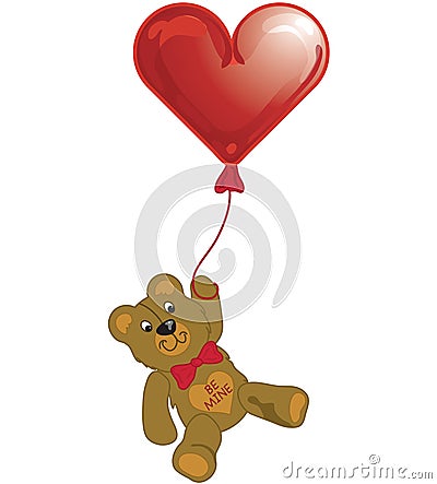 Valentine balloon with teddy Vector Illustration