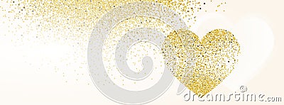 Valentine banners with hearts and golden glittering background - Facebook cover, -vector Stock Photo