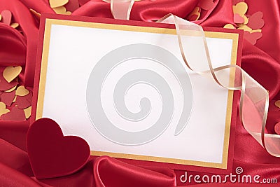 Valentine blank card with ribbon Stock Photo