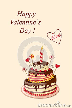 Valentine cake Vector Illustration