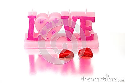 Valentine candle with sweets Stock Photo