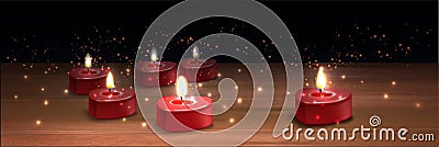 Valentine Candles Realistic Background Vector Illustration