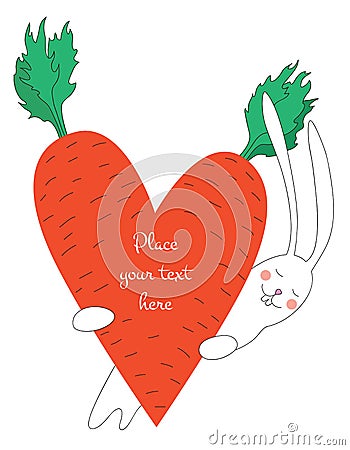 Valentine card with rabbit Vector Illustration