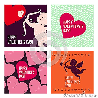 Valentine cards. Hand drawn design elements. Vector Illustration