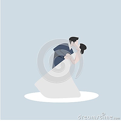 Valentine couple with weeding dress vector illustration with cute character Vector Illustration