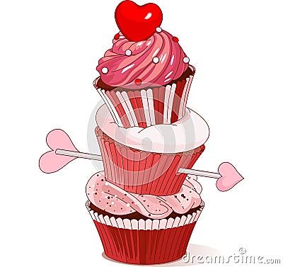 Valentine cupcakes Vector Illustration