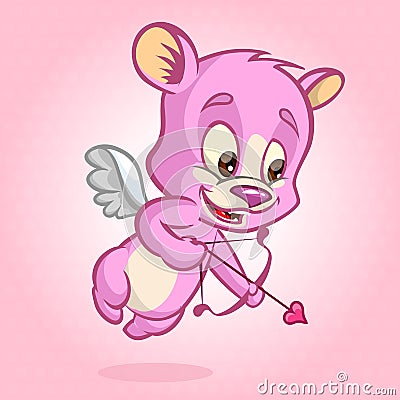 Valentine cupid bear ready to shoot his arrow. Vector illustration Vector Illustration