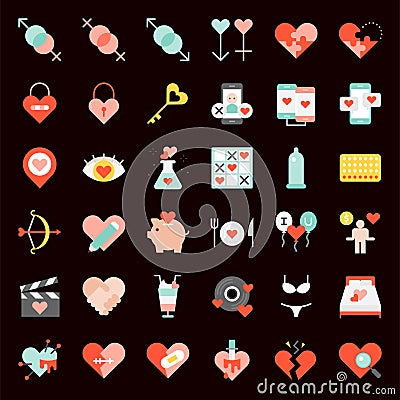 Valentine, Dating, love and romance flat icon Vector Illustration