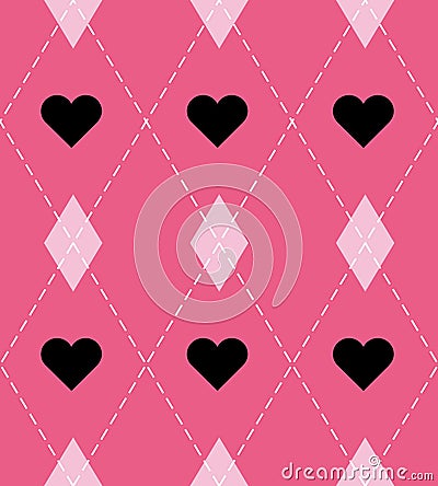 Valentine dayr Argyle. Pattern Scottish cage Vector Illustration