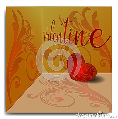 Valentine day background with floral ornament Vector Illustration