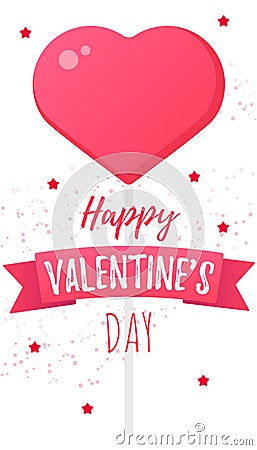 Valentine day background with hearts, leafs and typography of happy valentines day text . Vector illustration Vector Illustration