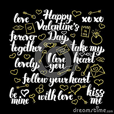 Valentine Day Calligraphy Design Vector Illustration