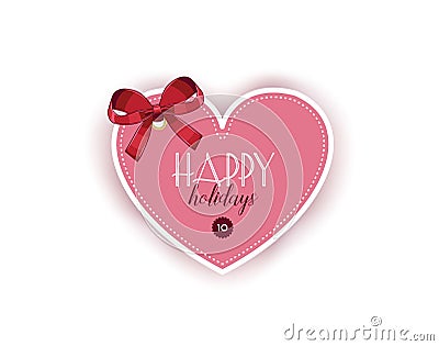 Valentine day card template with ribbon bow Vector Illustration