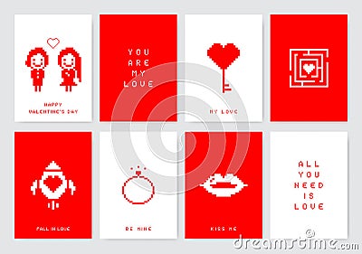 Valentine day cards set Cartoon Illustration