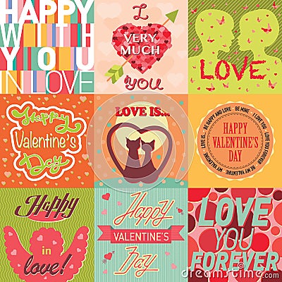 Valentine day cards template vector. Vector Illustration