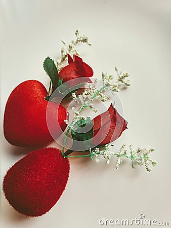 Valentine day concept flower decoration white background heart symbol Stock Photo