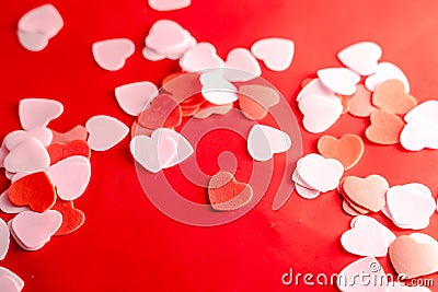 Valentine day concept. red and pink Hearts soap with red background Stock Photo