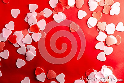 Valentine day concept. red and pink Hearts soap with red background Stock Photo